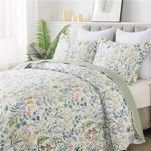 Queen Quilt Bedding Set - 3 Pieces Microfiber Quilt Sets Lightweight Bedspreads